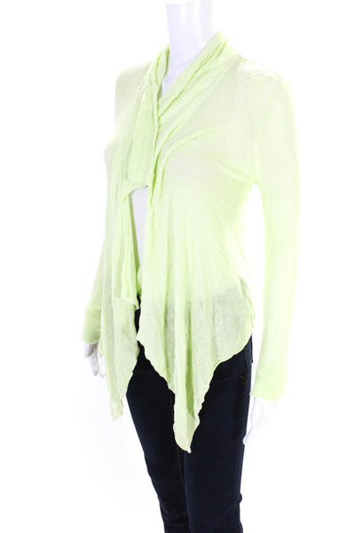 Elie Tahari Womens Thin-Knit Long Sleeve Cowl Neck Cardigan Neon Green Size S