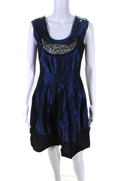 Vera Wang Lavender Label Womens Silk A Line Dress Midnight Blue Black Size 4