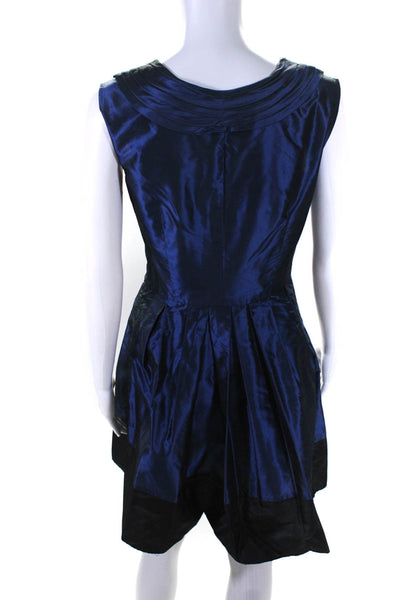 Vera Wang Lavender Label Womens Silk A Line Dress Midnight Blue Black Size 4