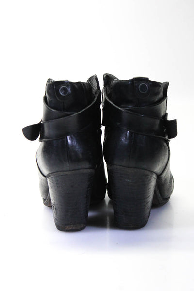 Rag & Bone Womens Leather Buckled Strap High Heeled Ankle Boots Black Size 9