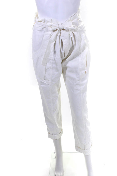 ALC Women's Paper Bag Waist Straight Leg Cargo Pant White Size XS