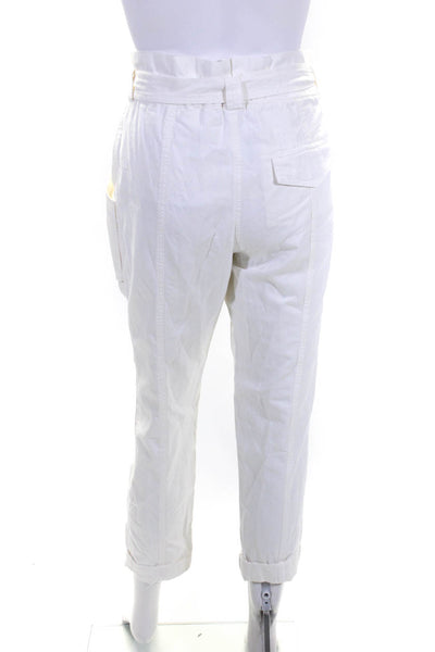 ALC Women's Paper Bag Waist Straight Leg Cargo Pant White Size XS