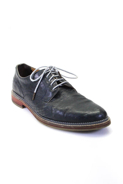 J SHOES Mens Solid Gray Leather Lace Up Oxford Shoes Size 8.5