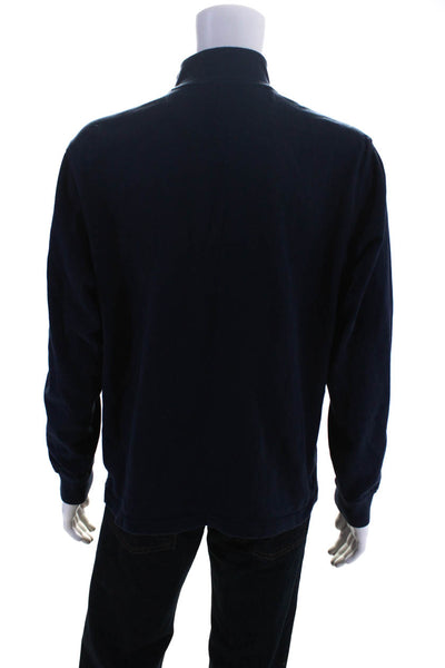 346 Brooks Brothers Mens Turtleneck Sweater Navy Blue Cotton Size Large