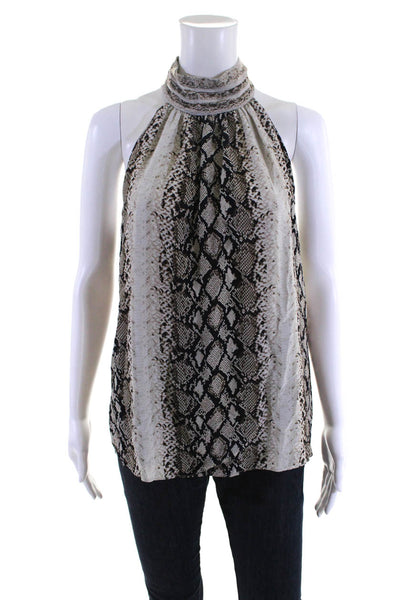 Joie Women's Mock Neck Sleeveless Snake Print Blouse Black Size M