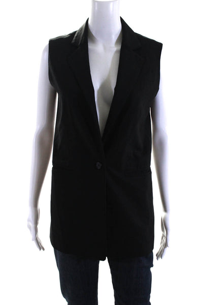 Elizabeth and James Womens Sleeveless Button Down Blazer Jacket Black Size 2