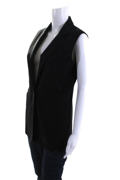 Elizabeth and James Womens Sleeveless Button Down Blazer Jacket Black Size 2