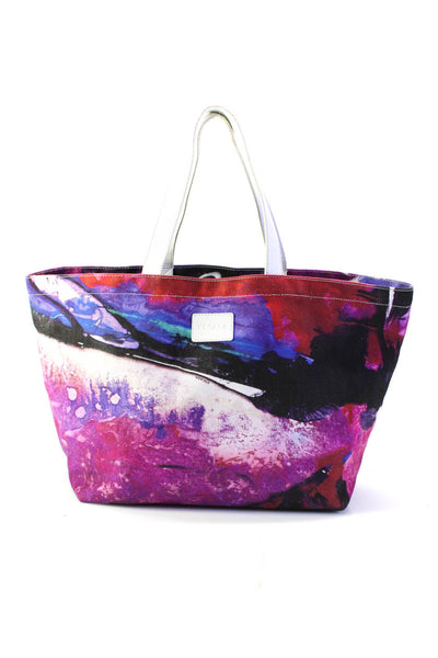 Escada Womens Abstract Print Large Tote Shoulder Handbag Multi Colored