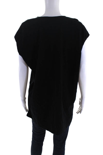Byblos Womens Sleeveless V Neck Tank Top Black Cotton Size Large