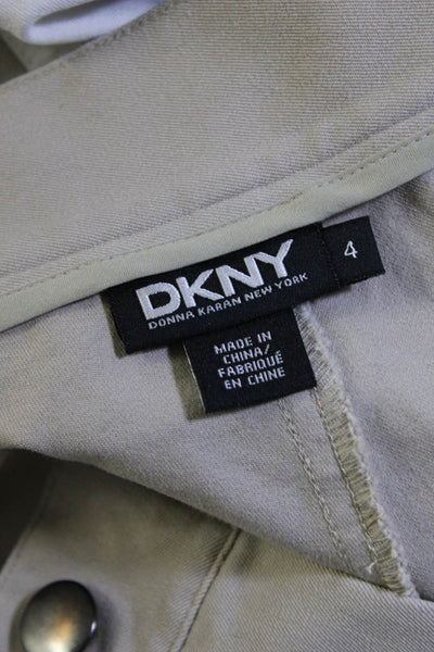 DKNY Womens Skinny Leg Color Block Pants Beige Black Cotton Size 4