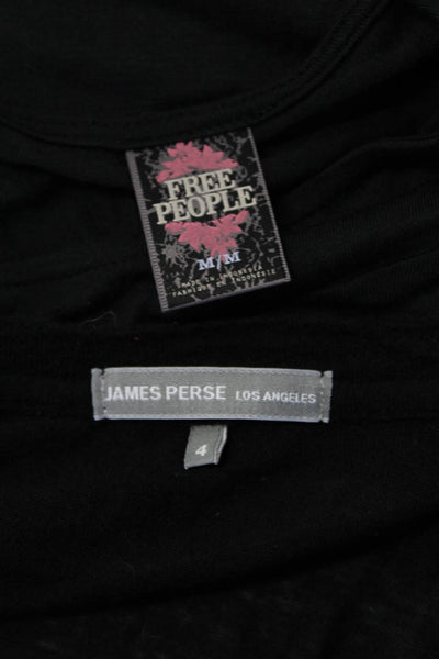James Perse Free People Womens Tee Shirt Blouse Black Size 4 Medium Lot 2