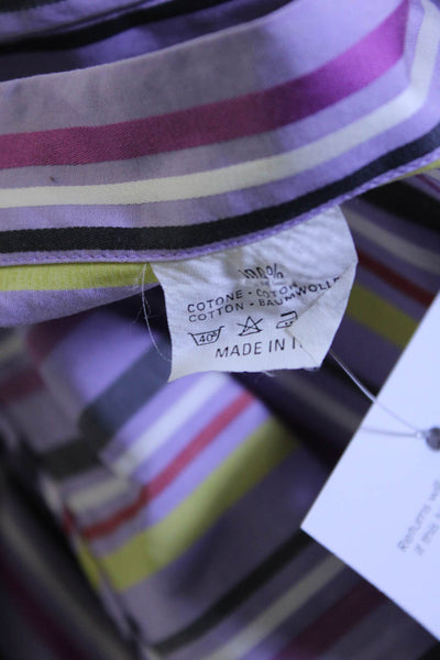 Etro Mens Striped Dress Shirt Lavender Multi Colored Cotton Size EUR 40