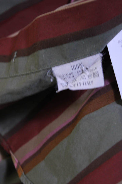 Etro Mes Striped Button Down Dress Shirt Purple Brown Cotton Size EUR 40