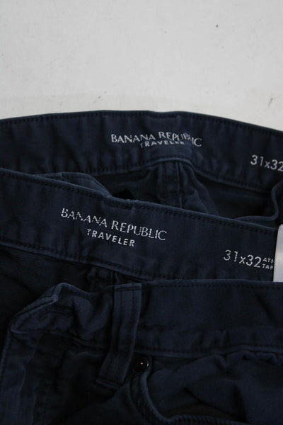 Banana Republic Mens Cotton Buttoned Zip Straight Leg Pants Blue Size 31 Lot 2