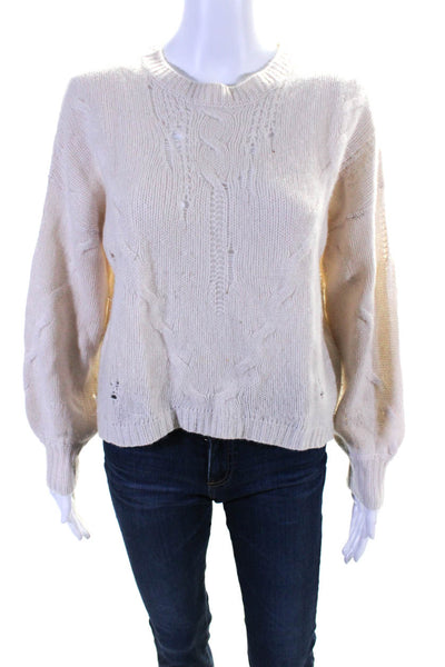 360 Cashmere Womens Cashmere Knit Round Neck Pullover Sweater Beige Size XS
