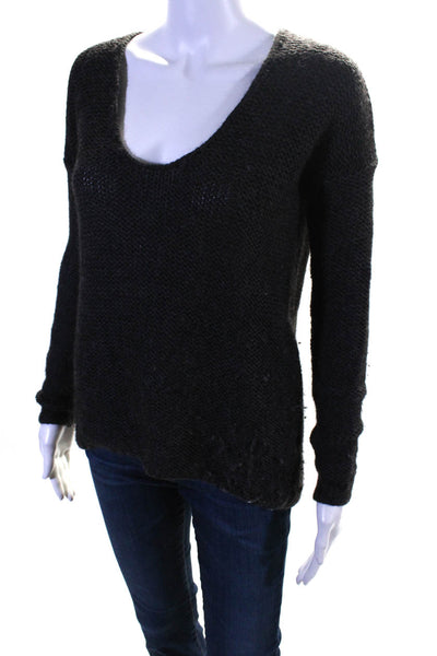Helmut Women's Wool Long Sleeve Relaxed Fit V-Neck Sweater Gray Size S