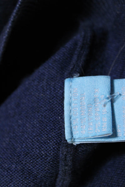 J. Mclaughlin Mens Half Zipper Turtleneck Sweater Blue Cotton Size Extra Large