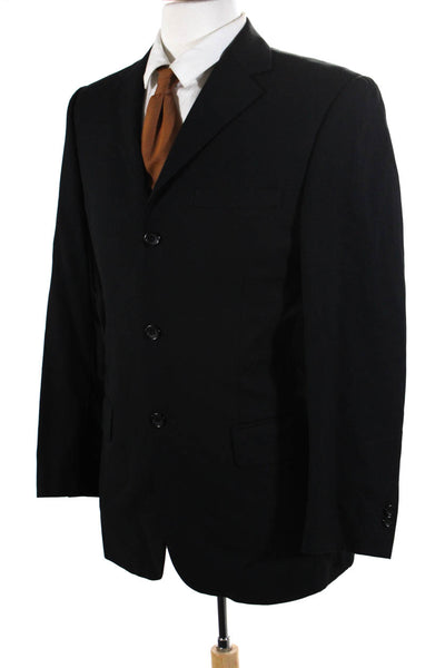 Versace Classic Mens Wool Striped Print Three Button Blazer Jacket Black Size 46