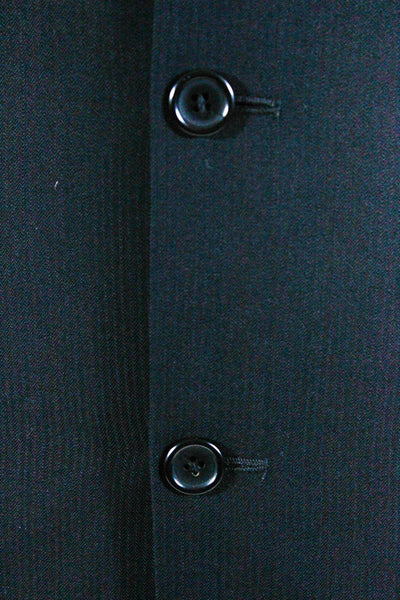 Versace Classic Mens Wool Striped Print Three Button Blazer Jacket Black Size 46