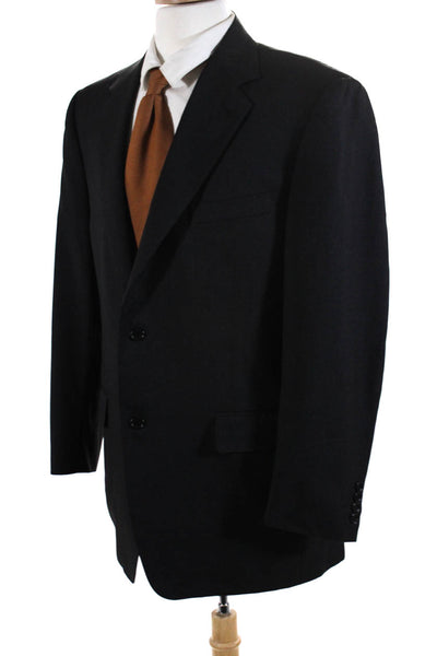 Canali Mens Wool Two Button Double Vented Long Sleeve Blazer Black Size 52R