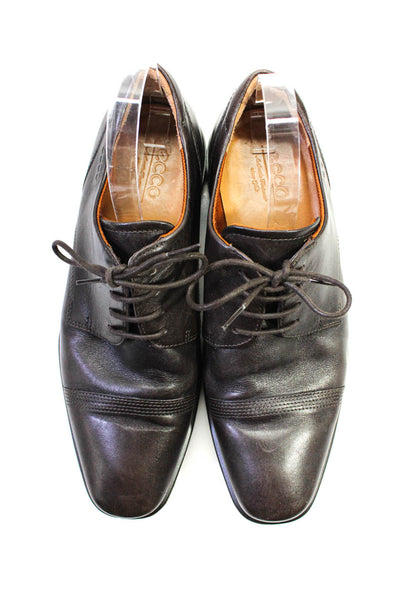 ECCO Mens Leather Lace Up Dress Oxfords Dark Brown Size 44