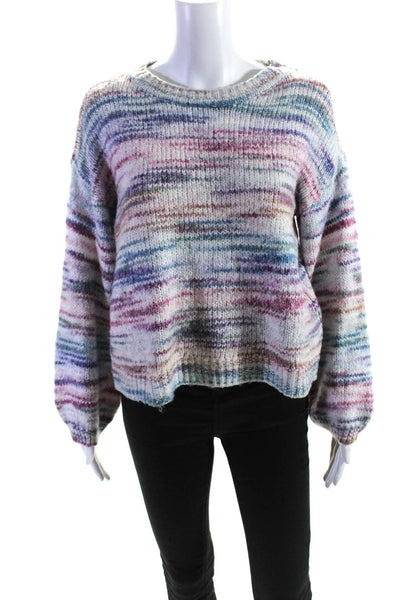 Vince Camuto Womens Striped Knitted Long Sleeve Pullover Sweater Purple Size S