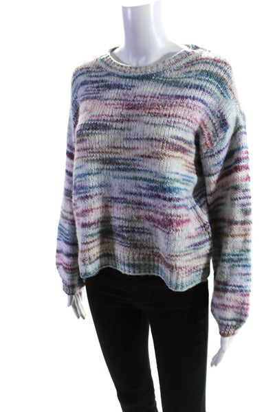 Vince Camuto Womens Striped Knitted Long Sleeve Pullover Sweater Purple Size S