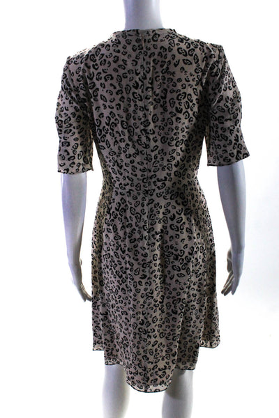 Altuzarra Womens Beige Silk Animal Print Crew Neck Fit & Flare Dress Size 36