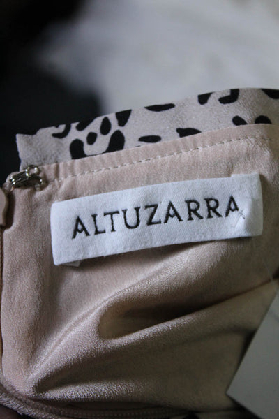 Altuzarra Womens Beige Silk Animal Print Crew Neck Fit & Flare Dress Size 36