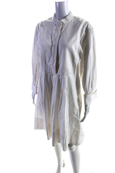 Chloe Womens White Cotton Crew Neck 3/4 Sleeve Fit & Flare Dress Size 38