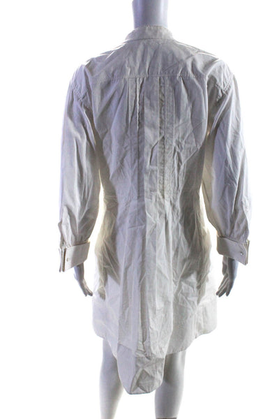 Chloe Womens White Cotton Crew Neck 3/4 Sleeve Fit & Flare Dress Size 38