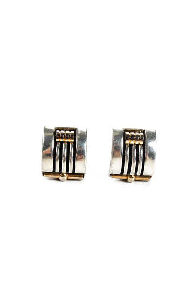 Fahrenheit Womens Silver Gold Tone Large Vintage Square Clip On Earrings