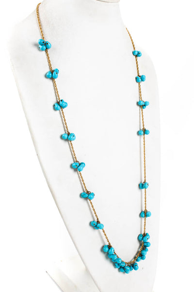 Kenneth Jay Lane Women's Rope Chain Cluster Bead Necklace Blue