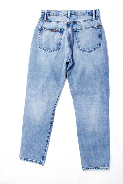 Frame Womens Le Original Distressed Slim Straight Mid Rise Jeans Blue Size 24