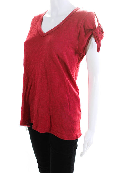 Wilt Womens V-Neck Short Sleeve Pullover Casual T-Shirt Red Size XS