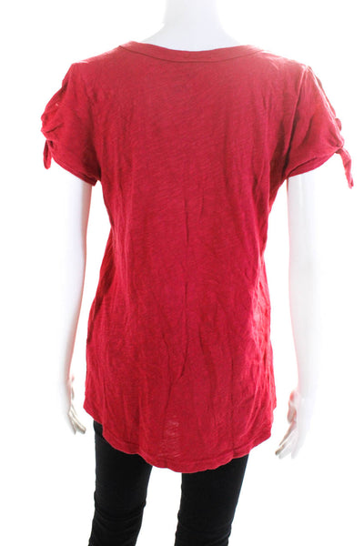 Wilt Womens V-Neck Short Sleeve Pullover Casual T-Shirt Red Size XS