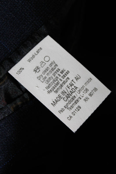 Lauren Ralph Lauren Mens Wool Grid Print Two Button Suit Jacket Navy Size 42R