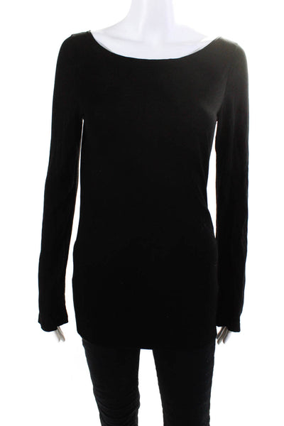 James Perse Womens Long Sleeves Pullover Blouse Black Size 2