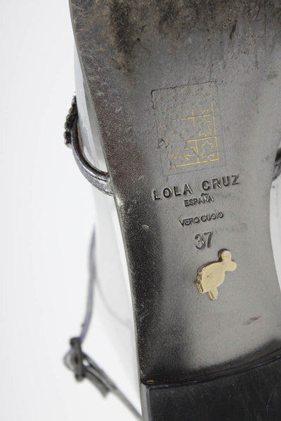 Lola Cruz Women's Rhinestone Chainmail Open Toe Ankle Strap Sandals Gray Size 7