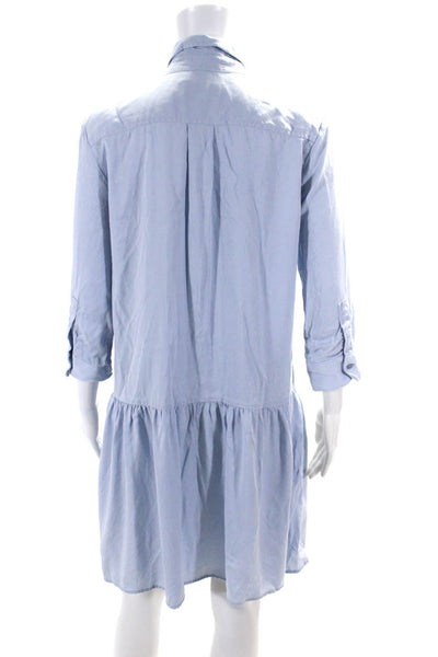 The Shirt Womens Long Sleeves Button Down Shirt Dress Blue Size Medium