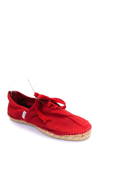 Espadrilles de Mauleon Womens Woven Lace-Up Espadrilles Flats Sandals Red Size11