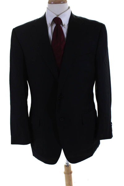 Canali Mens Two Button Blazer Jacket Black Wool Size EUR 54