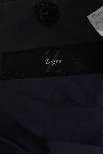 Z Zegna Mens Three Button Blazer Jacket Black Wool Size EUR 56