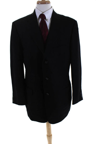 Ermenegildo Zegna Mens Three Button Blazer Jacket Black Size EUR 54 Long