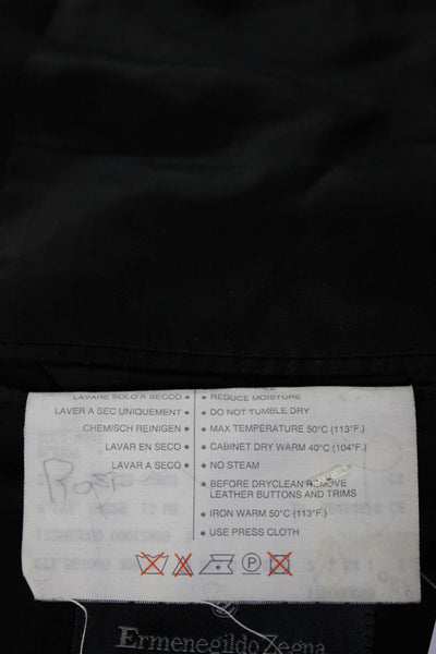 Ermenegildo Zegna Mens Three Button Blazer Jacket Black Size EUR 54 Long