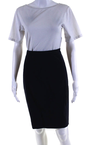 Elie Tahari Women's Knee Length Lined Straight Skirt Navy Size 8