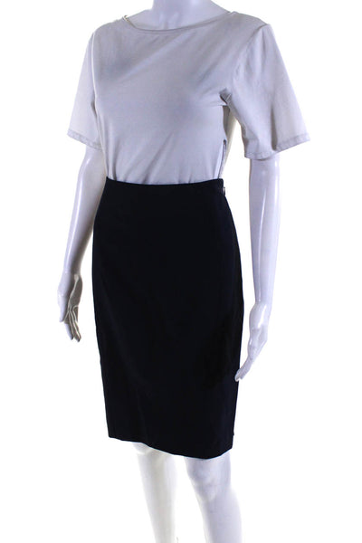 Elie Tahari Women's Knee Length Lined Straight Skirt Navy Size 8