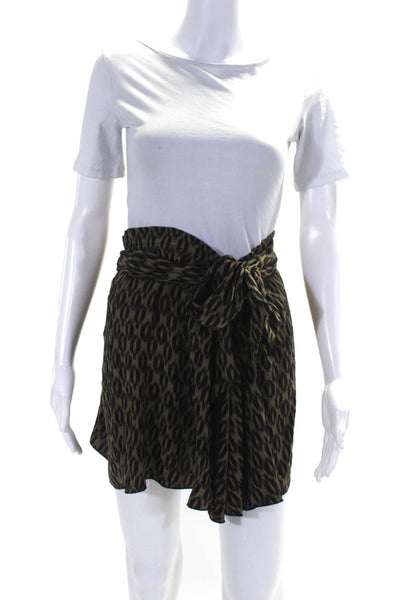 Isabel Marant Etoile Womens Knee Length Animal Print Silk Wrap Skirt Brown 1