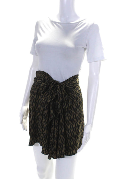 Isabel Marant Etoile Womens Knee Length Animal Print Silk Wrap Skirt Brown 1