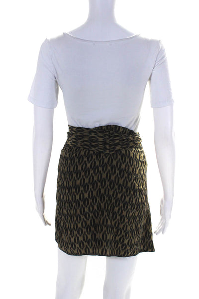 Isabel Marant Etoile Womens Knee Length Animal Print Silk Wrap Skirt Brown 1